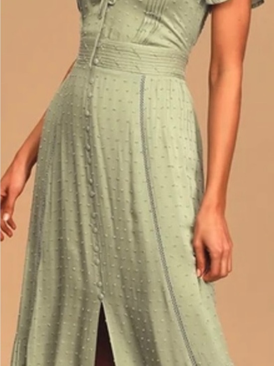 Lulus Dresses & Skirts - Sage Green Textured Button-Front Midi Dress